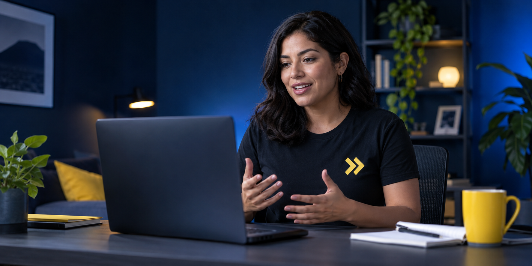 Mentora guiando una capacitación online en vivo